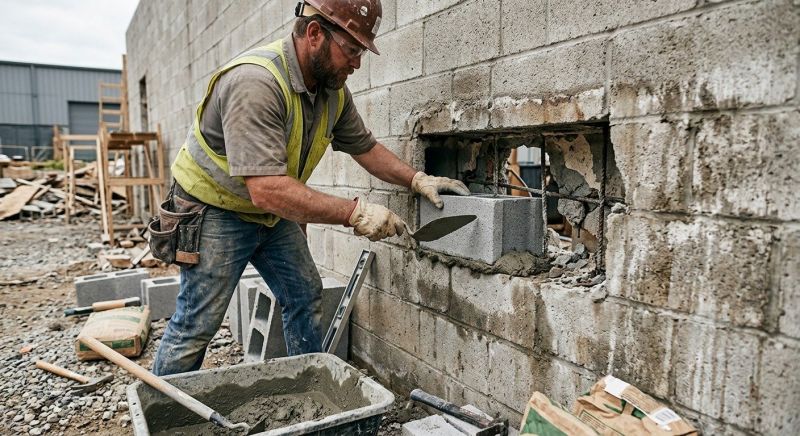 Cinder Block Wall Repair in Skagit County, WA