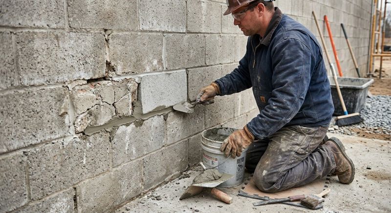 Cinder Block Wall Repair in Skagit County, WA